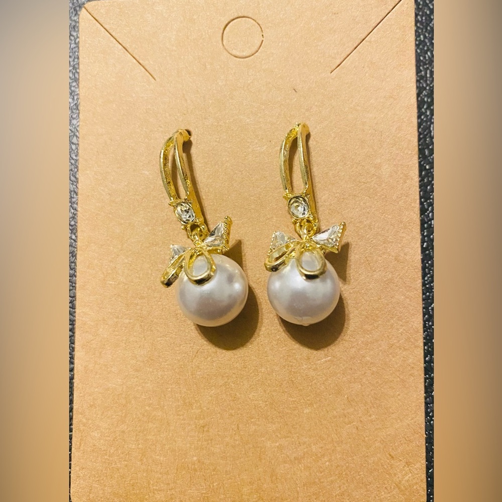Coquette Style Drop Fashion Earrings with Imitation Artificial Pearl - Picture 1 of 8